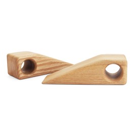 2 Pack Wooden Door Stoppers - Non-Slip Door Wedges, Triangle Wood Block with Hanging Hole for Any Floor, for Bathroom, Bedroom, Livingroom, Home and Office (Light Wood)