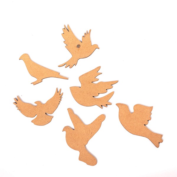 IVEI DIY MDF Bird Magnets - Set of 6-Shaped MDF