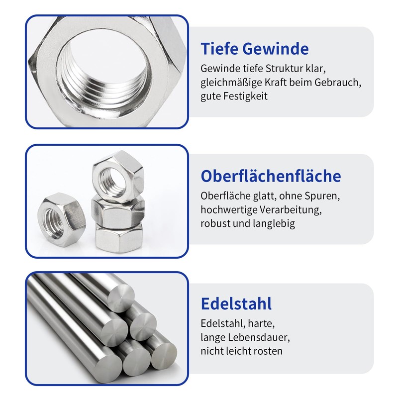 Fourindo Pack of 6 Fully Threaded Rod M8 × 200