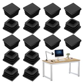 16 Pcs Rubber Feet for Garden Furniture 1 Inch (25mm) Chair Leg Caps Chair Leg Floor Protectors Square Handrail End Caps Rubber Feet for Chairs Plastic Tubing Metal Tubing Fences Chair Legs