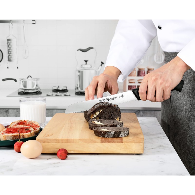 Humbee Cusine Pro, 8 inch Bread Knife, Serrated Knife Wave