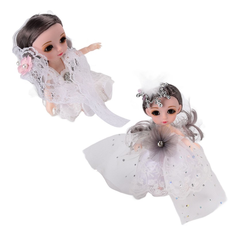 2pcs 6.7 Inch Girl Doll Joint Movable Exquisite Lovely Doll