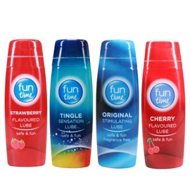 4xFun Time Lube 75ml- Tingle, Stimulating, Cherry & Strawberry Flavour for Extra Fun and Intimate Sensual Activity, Water Based Edible Lubricant Gel