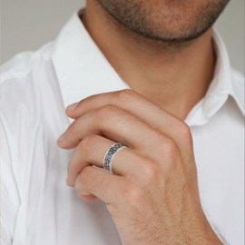 Cujiesp Sobriety Gifts Best Sobriety Gifts 925 Sterling Silver Sobriety Gifts for Men Sober Gifts for Men 1 Year Sober Gifts AA Ring Sobriety Ring Alcoholics Anonymous Gifts Jewelry for Men