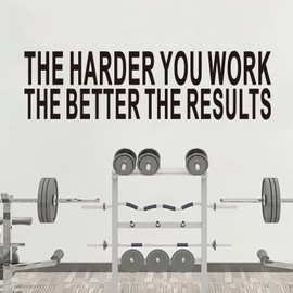 AnFigure Inspirational Wall Decals Gym Motivational Quotes Wall Stickers Sports Workout Fitness Workplace Business Art Vinyl Home Decor The Harder You Work The Better The Results 25"X7"