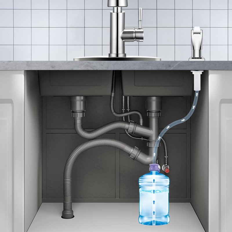 GAGALIFE Kitchen Sink Soap Dispenser Chrome, Built in Soap Dispenser