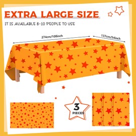 3 Pack Anime Theme Tablecloths Yellow and Red Stars Print Table Cover Set 108 x 54 Inches Rectangular Party Disposable Table Cover Party Decor Supplies Anime Theme Party Decoration