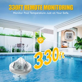 Pool Thermometer Digital Floating Easy Read, Anti-Fog 360° Reading with Indoor Temperature Humidity Monitor, IPX7 Water Temperature Monitor for Hot Tub/Ice Bath/Swimming Pool/SPA/Aquarium/Pond