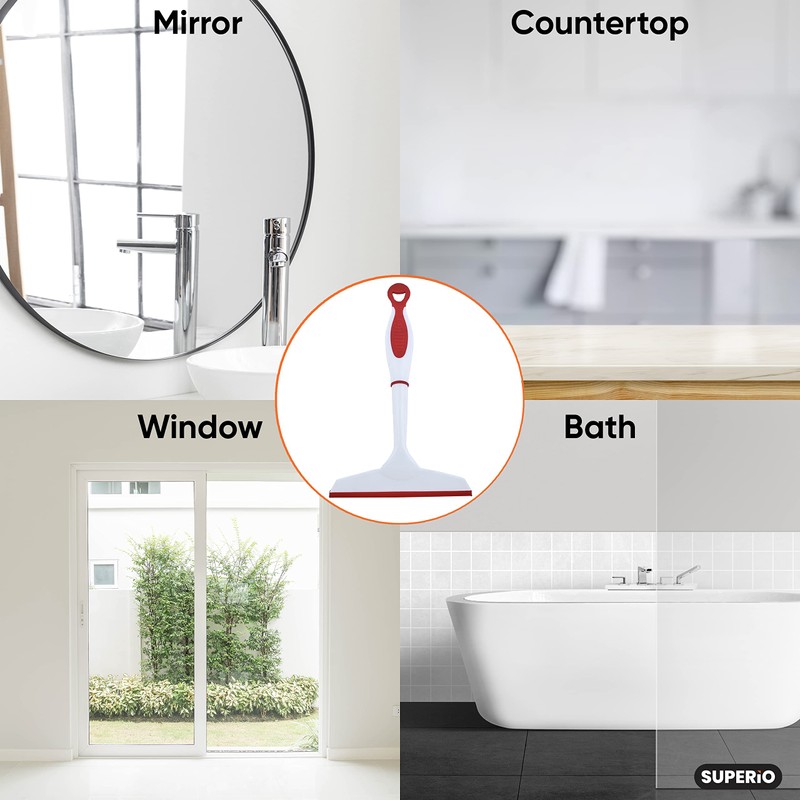 Superio 6” Window Squeegee with Grip Handle and Hanging Hook.
