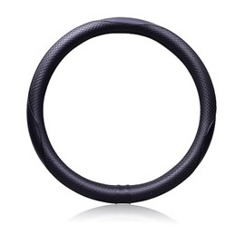 Flying Banner car steering wheel covers Faux leather massage Piping Heavy Duty ring Anti-Slip Sporty 15 Inches (Black Black)