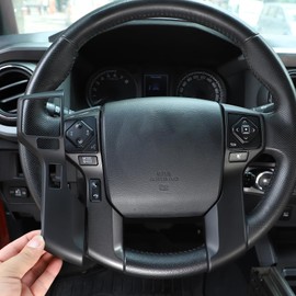 LLKUANG - Moldura para volante de coche, chapado en cromo, accesorios para Toyota Tundra 2014-2021 Tacoma 2016-2022 (negro mate, estilo 3+2 agujeros)