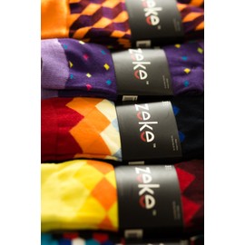 ZEKE Funny Dress Socks for Men - Funky Mens Crazy Socks - Cool Colorful Patterned Fun Socks for Men (Variation Z, 6-12)
