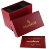 Peugeot Ladies Mini Square Crystal Gold-Tone Dial Blood Orange Red