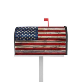 YESOF66 Magnetic Mailbox Cover Independence Day Vintage Wood Grain Flag Standard Size Removable Welcome Post Letter Box Cover Waterproof Garden Yard Outdoor Decoration