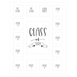 RRD Class of 2029 Photo Mat (11” x 14”) - Photo Collage Picture Frames Mat for School Pictures – School Picture Frame Pre-K to 12 Mat - No Frame White Photo Mat from Pre-K to Graduation (15 Photos)