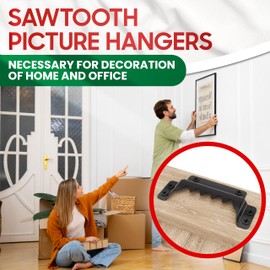 [Premium] 25 Pack 70mm Sawtooth Picture Hangers with 0.6” Screws, Heavy-Duty Steel,300LBS Load-Bearing Capacity,Picture Hanging for Wall Mounting of Artwork, Wooden Frames,Home Decoration(Black)
