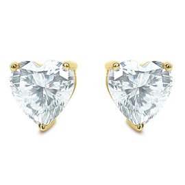 Diamond Studs, Mens Diamond Earrings, Diamond Earrings For Women, 14k Yellow Gold 2ct Heart Cut, Princess, Round, Bezel Screw Back Earrings [Simulated Diamond] Gift for Her/Him