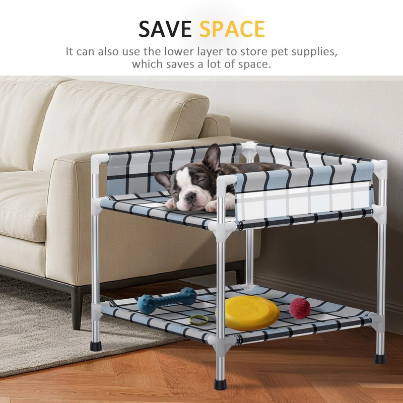 Bedside Window Dog Bunk Bed - Double Elevated Human Dog