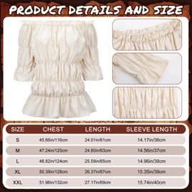 Suhine 3 Pcs Renaissance Pirate Costume Women Medieval Victorian Outfit High Low Skirt Blouse Top Viking Corset (Brown,XL)