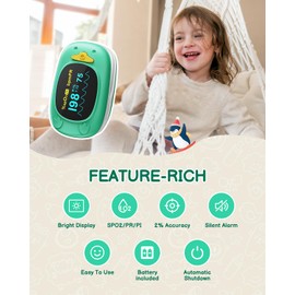 HOLFENRY Kids Finger Pulse Oximeter, Paediatric Blood Oxygen Monitor SpO2 & Pulse Rate with TFT Screen, Accurate Fast Reading Oximeter for Children & Toddlers (2+ Years), 2x AAA Batteries Included