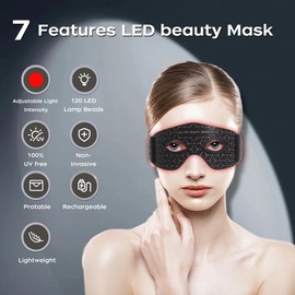 LED Face Mask, Professional Red Light Therapy Mask for Face, Multi-light Modes Skincare at Home, Infrared Face Mask Light Therapy for Acne, Wrinkles, Skin Rejuvenation (Black(1 Light Mode))