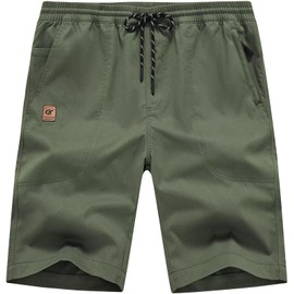 QPNGRP Men's Stretch Waist Casual Army Shorts with 5 Pockets Include 1 Zipper Pocket 30