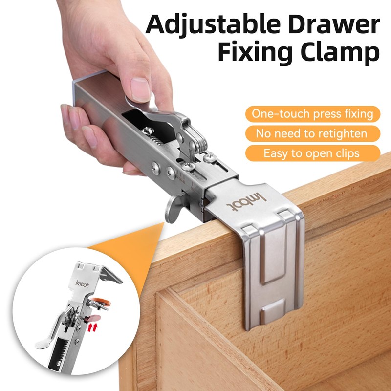 2 Pack Drawer Front Installation Clamps，Quick-Install Drawer Mounting Clips，Cabinet Installation