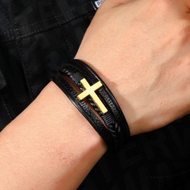 Angyape Grandson's Eternal Guardian Faith Bracelet, To My Grandson Cross Bracelets Stainless Steel Grandson's Bracelet from Grandma Birthday Christmas Jewelry(Gold)