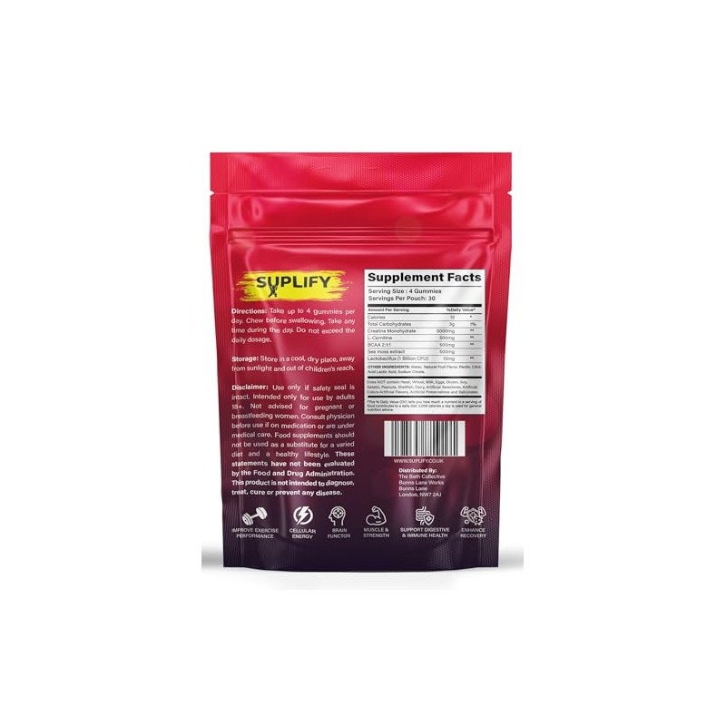 Creatine Monohydrate Gummies – 5000mg High-Potency | 120 Vegan Sugar-Free