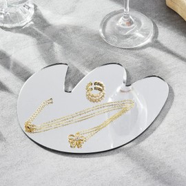 CHENRUI Set of 4 Organic Shape Acrylic Mirror Coasters for Jewelry (Silver Mirror)
