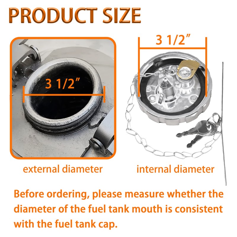 Locking Diesel Fuel Cap 3 1/2" Course Thread 5.5 TPI