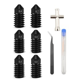 6PCS Hardened Steel Nozzle Fit for Lab A1/ A1 Mini Printer Hotend，0.2mm 0.4mm 0.6mm 0.8mm Removable Nozzle