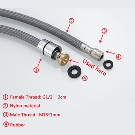 Gnimauhz Kitchen 59-Inch or 150CM Pull Down Sink Faucet Replacement Pull Out Spray Head Hose Nylon material, 1.5 meters