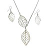 Dishowme Leaf Necklace Earrings Set 3Pcs Lariat Leaf Pendant Necklace