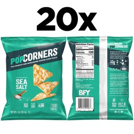 Popcorners PopCorners Popped Corn Snacks, Sea Salt, 1 Ounce (Pack of 20) (Packaging May Vary)