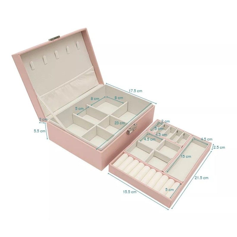 Exhivit Caja De Joyería, Organizador De Joyas Portátil Color Rosa