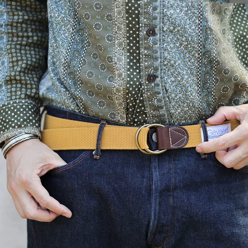Gevard Tochigi Leather, Double Ring, Stretch Belt, Made in Japan,
