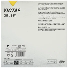 VICTAS 220020 Table Tennis Rubber, High Grain Rubber, Curl P3V, Red (0040), 0.5