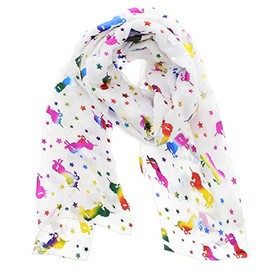 Zac's Alter Ego Women Ladies Scarf with Rainbow Foil Metallic Glitter Unicorn & Star Print