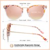 CARFIA Pink Mirrored Acetate Cat Eye Sunglasses for Women Polarized
