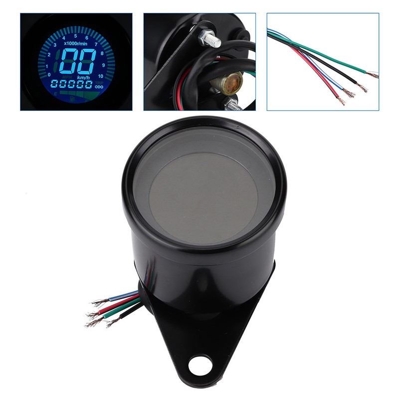 Universal Motorcycle LED Digital Speedometer Tachometer Speed Gauge Oil Level