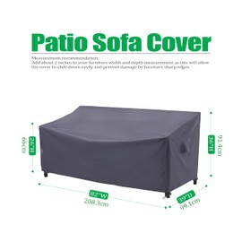 F&J Outdoors Heavy Duty Waterproof UV Resistant I Shape 3Seater Patio Sofa Cover, Grey, 82" W x 39" D x 36" H