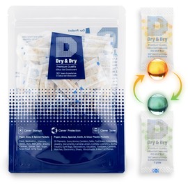 Dry & Dry 1 Gram [50 Packets] Orange Indicating Silica Gel Packets Desiccants - Food Safe Silica Packs, Silica Gel, Silica Packets, Desiccant Packs for Food Storage