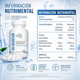 Citrato de Magnesio Widl Health en Tabletas, Suplemento Nutricional de Alta Biodisponibilidad