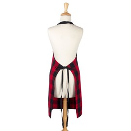 DII Unisex Buffalo Check Kitchen Collection, Classic Farmhouse Chef Apron, One Size, Red & Black