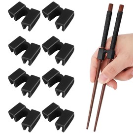 Chopstick Training Assistant, 8PCS Black Reusable Chopsticks Helpers Trainers Non-Slip Hinges Chopsticks Connector for Children Adults Beginners