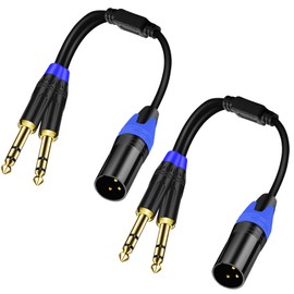Seefeful Dual 6.35mm 1/4 Inch to XLR Microphone Cable, Dual Mono 6.35mm Male to XLR Audio Y Splitter Patch Cord, 3-Pin XLR to Dual 1/4'' (6.35mm) TS Male Converter Adapter Cable (2 PACK-11.8inch)