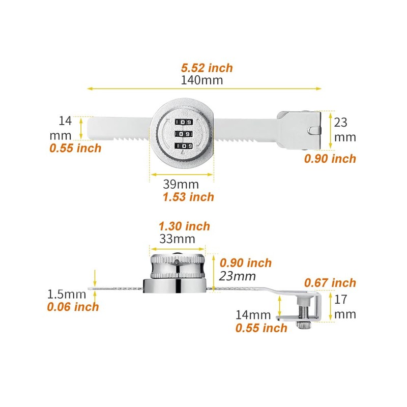ETEKJOY Keyless Ratchet Lock for Sliding Glass Door Showcase Display
