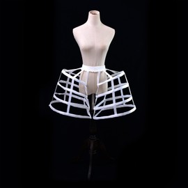 JCBFUME Women's Baroque Pannier Petticoat Victorian Bustle Cages 5 Hoops Skirt Cage Skirt for Girls (US, Alpha, One Size, Regular, Regular, White)