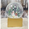 Christmas Snow Globe Winter Mood Snowman Stands with Child on